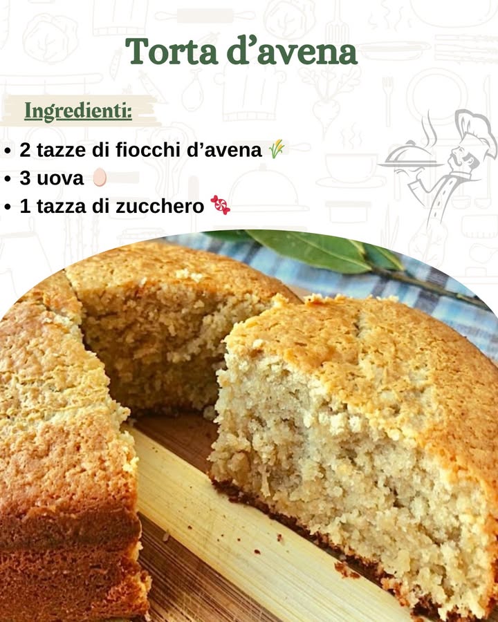 Torta davena 

 Ingredienti

2 tazze di fiocchi davena 
3 uova 讀
1 tazza di zucchero  può essere bianco, marrone o una combinazione
1 tazza di latte 拏 può essere vaccino o vegetale
1/2 tazza di olio 㮝 può essere di girasole, di oliva dolce o quello che preferisci
1 cucchiaio di essenza di vaniglia 
1 cucchiaio di lievito in polvere 療
1 pizzico di sale 蓼
 Preparazione
1 Per prima cosa, preriscalda il forno a 180C 350F. Prepara la tortiera imburrandola e infarinandola, oppure puoi usare della carta oleata sul fondo per evitare che la torta si attacchi durante la cottura.

2 Prendi le 2 tazze di fiocchi davena e mettile nel frullatore. Frulla i fiocchi fino a ottenere una consistenza simile a quella della farina fine. Questo passaggio è importante per ottenere una torta morbida e compatta, in cui lavena si integra perfettamente.

3 Aggiungi le uova, il latte, lolio e lessenza di vaniglia nel frullatore con lavena. Frulla bene il tutto fino a ottenere un composto liscio e ben amalgamato. Lolio aggiunge morbidezza e umidità alla torta, mentre la vaniglia darà un piacevole profumo.

4 A questo punto, aggiungi lo zucchero al composto e frulla nuovamente. Puoi usare zucchero bianco, zucchero di canna o una combinazione di entrambi per un sapore più ricco e caramellato.

5 Aggiungi ora il lievito e un pizzico di sale al composto e frulla ancora per qualche secondo. Il lievito darà alla torta la giusta consistenza soffice, mentre il sale bilancia il dolce e ne esalta i sapori.

6 Versa il composto ottenuto nella tortiera preparata in precedenza. Cerca di livellare la superficie con una spatola per garantire una cottura uniforme.

7 Inforna la torta nel forno preriscaldato e cuoci per circa 30-40 minuti. La torta sarà pronta quando uno stuzzicadenti inserito al centro uscirà pulito. Durante la cottura, la torta acquisirà una bella doratura e un profumo irresistibile.

8 Una volta sfornata, lascia raffreddare la torta nello stampo per circa 10 minuti. Poi, sforma delicatamente la torta e lasciala raffreddare completamente su una gratella per evitare che la base diventi umida.

 Consigli finali
Questa torta è perfetta per la colazione o una merenda sana e gustosa. Puoi arricchirla con frutta secca tritata, come noci o mandorle, per un extra di croccantezza. Se ti piace un tocco più dolce, aggiungi una spolverata di zucchero a velo sulla superficie.

Buon appetito!