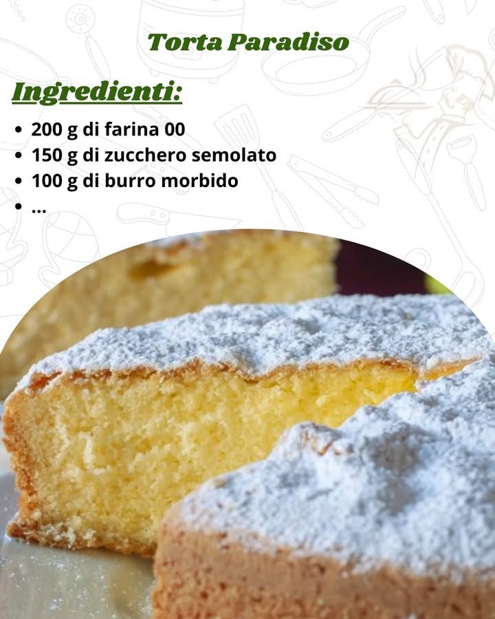 Torta Paradiso

 Ingredienti per una tortiera da 24 cm
200 g di farina 00

150 g di zucchero semolato

100 g di burro morbido………RICETTA