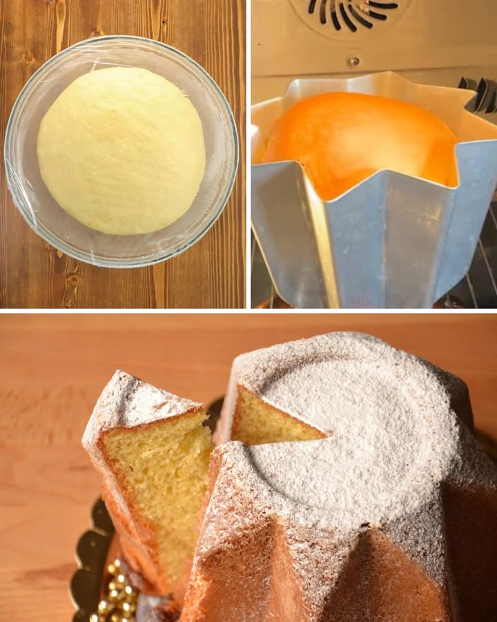 Pandoro Veloce Fatto in Casa 

Ingredienti
Per il lievitino
Farina manitoba 120 g 
Acqua 40 ml 
Lievito di birra fresco 18 g 

Per limpasto
Farina manitoba 450 g 
Uova 4 讀
Tuorli 2 讀
Zucchero 60 g 

Per il burro aromatizzato
Burro morbido 150 g 杻
Miele 20 g 
Bacca di vaniglia 1 
Scorza di arancia grattugiata 1 

Per decorare
Zucchero a velo q.b. 

Preparazione
1 Per prima cosa prepara il lievitino: mescola acqua, lievito e farina fino a ottenere una pallina morbida. Lasciala lievitare per 1 ora.
2 Metti farina e lievitino nella planetaria, poi unisci uova e tuorli a filo per mantenere limpasto fresco.
3 Aggiungi lo zucchero gradualmente, mantenendo una consistenza elastica.
4 Unisci il burro aromatizzato poco per volta fino a ottenere un impasto lucido e ben legato.
5 Lavora finché risulta perfettamente incordato e uniforme.
6 Forma una palla e fai lievitare per circa 1 ora e mezza.
7 Trasferisci limpasto nello stampo da pandoro imburrato, con la chiusura verso il basso.
8 Copri e lascia lievitare fin quasi al bordo dello stampo, per circa 1 ora.
9 Cuoci a 155 C per 50 minuti. Se scurisce troppo, copri con alluminio.
 Lascia raffreddare completamente prima di estrarlo dallo stampo.
11 Spolvera con zucchero a velo per un tocco morbido e profumato.