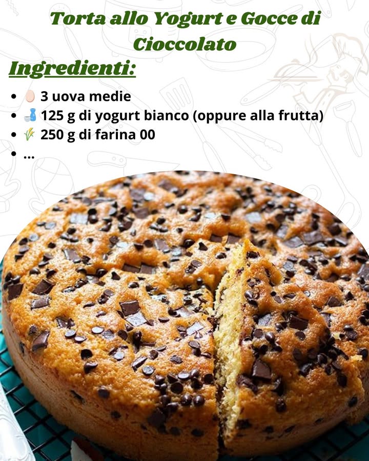 Torta allo Yogurt e Gocce di Cioccolato: Soffice, Golosa e Senza Burro!

 Ingredienti per una tortiera da 20 cm
讀 3 uova medie

 125 g di yogurt bianco oppure alla frutta

 250 g di farina 00………..RICETTA