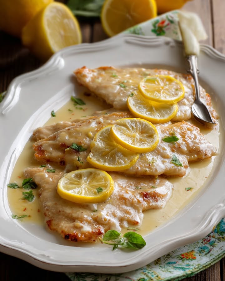 Scaloppine al limone morbide e cremose: ricetta completa

Ingredienti per 4 persone

8 fettine di vitello circa 430 g

50 ml di succo di limone fresco

Farina 00 q.b.

40 g di burro

Sale fino q.b.

Pepe nero q.b.

Attrezzatura necessaria

Padella antiaderente

Batticarne

Ciotola per infarinare

Spatola o pinze da cucina

Preparazione passo dopo passo
1. Preparare la carne

Posizionare le fettine di vitello tra due fogli di carta forno.

Batterle delicatamente con un batticarne per renderle più sottili e tenere, senza romperle.

2. Infarinare

Passare le fettine nella farina, eliminando leccesso.

Questa leggera panatura servirà a legare meglio la salsa.

3. Rosolare

Sciogliere il burro in padella a fuoco dolce.

Aggiungere le fettine infarinate e rosolarle 2 minuti per lato.

4. Condire

Regolare di sale e pepe.

Abbassare la fiamma e sfumare con il succo di limone.

5. Creare la salsa

Proseguire la cottura per 2-3 minuti, mescolando delicatamente.

Il fondo diventerà cremoso e avvolgente.

6. Servire

Impiattare subito le scaloppine, nappandole con la salsa al limone.

Guarnire con scorza di limone grattugiata se desiderato.