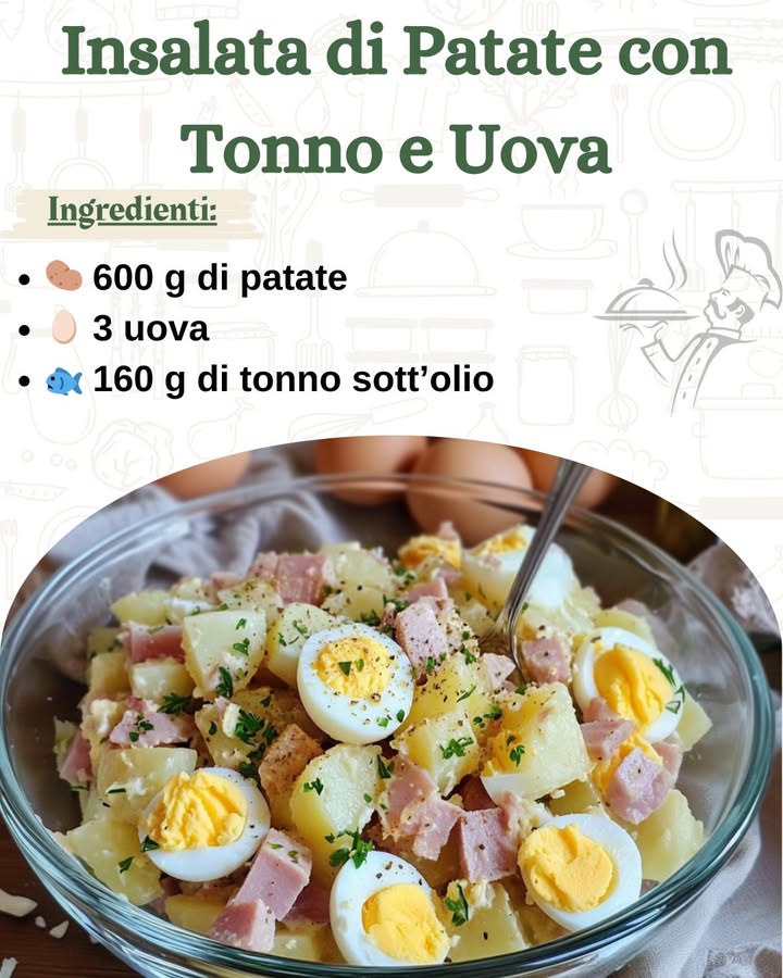Insalata di Patate con Tonno e Uova: Un Piatto Fresco, Saporito e Versatile 凜讀

Ingredienti per 4 persone:

 Base dellinsalata:
凜 600 g di patate  Meglio se a pasta gialla, per una consistenza compatta.
讀 3 uova  Da cuocere sode e tagliare a pezzi.
 160 g di tonno sottolio sgocciolato…
.
.
.
……………………………………..ricetta nel primo  c-o-m-m-e-n-t-o