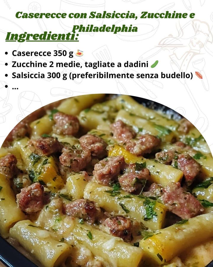 Caserecce con Salsiccia, Zucchine e Philadelphia: Un Primo Piatto Cremoso e Gustoso

Ingredienti
Per preparare le Caserecce con Salsiccia, Zucchine e Philadelphia per 4 persone, avrai bisogno di:

Caserecce 350 g 

Zucchine 2 medie, tagliate a dadini 勒

Salsiccia 300 g preferibilmente senza budello 
.
.
.
.
.
https://consiglibrillanti.com/caserecce-con-salsiccia…/