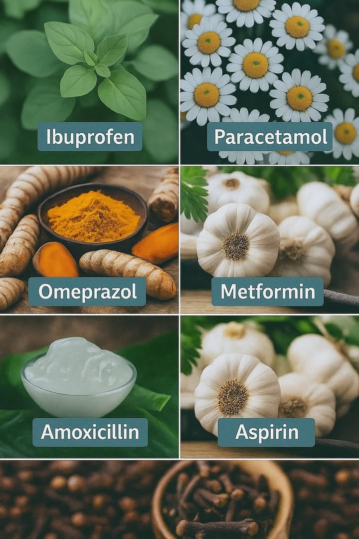 Natürliche Helfer vs. Medikamente  was realistisch ist 

Viele Pflanzen haben reizvolle Wirkungen  aber sie ersetzen keine ärztlich verordneten Medikamente. Die folgenden Beispiele zeigen, wo Kräuter sinnvoll unterstützen können und wo klare Grenzen liegen.

Ibuprofen  Oregano 
Kann unterstützen: Oregano enthält Carvacrol/Thymol mit leichten entzündungshemmenden und antimikrobiellen Effekten.
Kein Ersatz: Wirkt nicht wie ein klassisches Schmerz-/Entzündungsmittel. Bei akuten Schmerzen oder Entzündungen sind ärztlich empfohlene Medikamente zuverlässiger.

Paracetamol  Kamille 
Kann unterstützen: Kamillentee beruhigt, kann krampflösend wirken und bei leichten Kopfschmerzen/Unwohlsein helfen.
Kein Ersatz: Reduziert Fieber und starke Schmerzen nicht zuverlässig wie Paracetamol.

Omeprazol  Kurkuma/Ernährung 李
Kann unterstützen: Kurkuma Curcumin, Ingwer, kleine fettarme Mahlzeiten, spätes Essen vermeiden, Kopfteil leicht erhöht  das kann Magenreizungen lindern.
Kein Ersatz: Bei Reflux/Ulzera hemmt nur ein PPI wie Omeprazol zuverlässig die Säureproduktion. Anhaltendes Sodbrennen gehört ärztlich abgeklärt.

Metformin  Knoblauch 龍
Kann unterstützen: Knoblauch und Bewegung/gewichtsneutrale Kost können die Insulinsensitivität leicht verbessern.
Kein Ersatz: Bei Diabetes senkt Metformin den Blutzucker nachweislich. Pflanzliche Mittel dürfen nur ergänzen und können mit Antidiabetika interagieren.

Amoxicillin  Aloe vera 
Kann unterstützen: Aloe-Gel äußerlich fördert bei kleinen, sauberen Wunden die Feuchtigkeit und kann keimhemmend wirken.
Kein Ersatz: Bei bakteriellen Infektionen z. B. Mandelentzündung, Harnwegsinfekt ist ein passendes Antibiotikum notwendig. Selbstbehandlung kann Komplikationen riskieren.

Aspirin  Nelken 
Kann unterstützen: Nelkenöl/Eugenol wirkt lokal betäubend  traditionell bei vorübergehenden Zahnschmerzen auf die Schleimhaut.
Kein Ersatz: Nicht systemisch schmerzlindernd wie ASS und kann Schleimhäute reizen. Zahnschmerz gehört zeitnah in zahnärztliche Hände.

Sichere Anwendung & Warnhinweise 
 Kräuter können Medikamente beeinflussen z. B. Blutverdünner, Diabetes-Mittel, Blutdrucksenker.
 Schwangerschaft, Stillzeit, Kinder: nur nach Rücksprache.
 Alarmzeichen für ärztliche Abklärung: hohes/anhaltendes Fieber, starke Schmerzen, eitrige Wunden, Atemnot, Brustschmerz, Blut im Stuhl/Urin, plötzlich hoher Blutzucker.
 Qualität zählt: geprüfte Tees/Extrakte verwenden, hygienische Zubereitung beachten.

Praktische Alltags-Tipps 
 Bei Magenbeschwerden: kleinere Mahlzeiten, weniger Alkohol/Kaffee, abends 23 Stunden vor dem Schlafen nichts mehr essen.
 Bei Spannungskopfweh: Wasser trinken, Nacken sanft dehnen, Kamillentee oder Pfefferminzöl lokal.
 Für den Stoffwechsel: täglich Bewegung, ballaststoffreiche Kost, ausreichend Schlaf.

Fazit 
Pflanzliche Mittel können Beschwerden sanft begleiten und den Lebensstil sinnvoll ergänzen. Sie sind jedoch keine 1:1-Alternative zu Omeprazol, Metformin, Antibiotika, Ibuprofen, Paracetamol oder Aspirin. Wer Medikamente einnimmt oder stärkere/anhaltende Symptome hat, sollte die Nutzung von Kräutern immer mit Ärztin/Arzt oder Apotheke abstimmen.