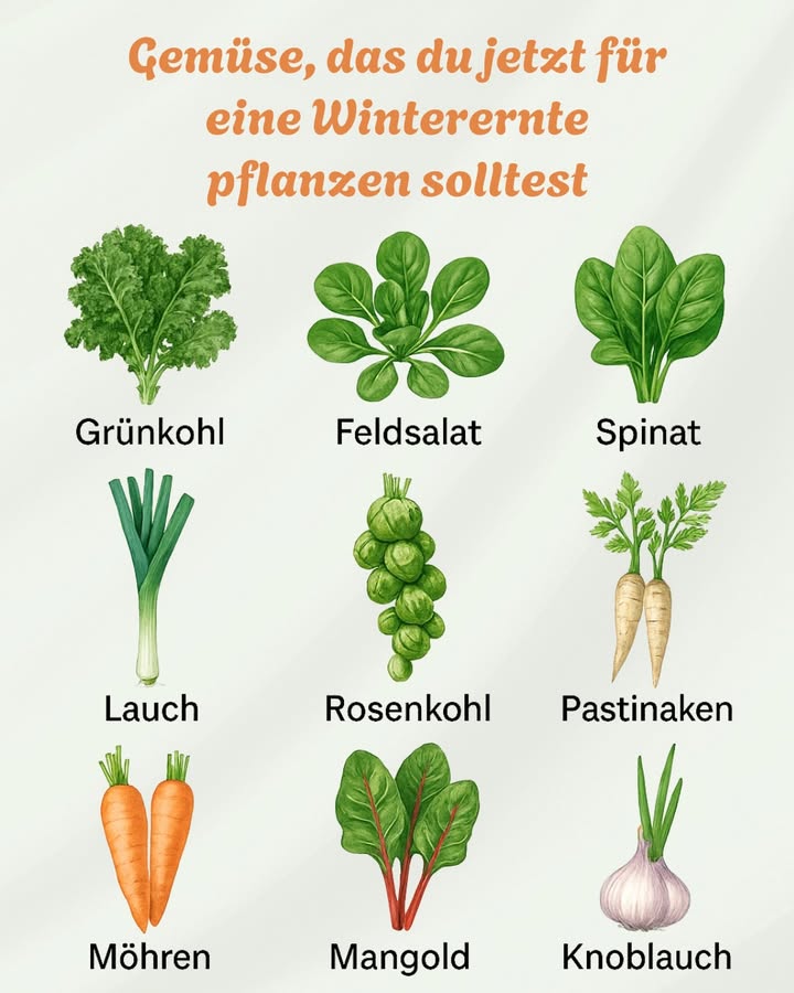凌 Gemüse, das du jetzt für eine Winterernte pflanzen solltest

Der Winter gilt oft als ruhige Zeit im Garten  doch wer clever pflanzt, kann auch in der kalten Jahreszeit frisches Gemüse ernten. Mit den richtigen Sorten und einer guten Vorbereitung ist der Wintergarten nicht nur möglich, sondern sogar besonders ergiebig.

Warum Wintergemüse pflanzen? 

Frische Ernte im Winter: Kein Verzicht auf Vitamine und gesunde Kost.

Robuste Sorten: Viele Gemüsesorten sind kältebeständig und brauchen keine intensive Pflege.

Platz nutzen: Während andere Beete leer bleiben, kannst du den Boden optimal auslasten.

Besonderer Geschmack: Kälte macht manche Gemüsesorten süßer und aromatischer.

Geeignete Gemüsesorten für die Winterernte 塞
1. Grünkohl

Einer der Klassiker im Winterbeet. Er wird nach dem ersten Frost sogar milder und süßer. Ideal für Suppen, Eintöpfe oder als Beilage.

2. Feldsalat

Wächst schnell, ist frosthart und liefert frische Vitamine für knackige Wintersalate.

3. Spinat

Kann auch bei kühlen Temperaturen geerntet werden. Junge Blätter schmecken zart und frisch, ältere eignen sich hervorragend zum Dünsten.

4. Lauch Porree

Robust und ideal für den Winter. Er bleibt lange im Beet stehen und kann bei Bedarf frisch geerntet werden.

5. Rosenkohl

Ein typisches Wintergemüse. Nach Frost entfaltet er sein volles Aroma und liefert viele Vitamine.

6. Pastinaken

Diese Wurzelgemüse sind frosthart und entwickeln in kalten Böden eine besondere Süße.

7. Möhren späte Sorten

Späte Karottensorten lassen sich im Herbst pflanzen und können im Winter direkt aus der Erde geerntet werden.

8. Mangold

Kann mit Schutz z. B. Vlies oder Folientunnel auch im Winter geerntet werden. Bunte Stiele bringen zusätzlich Farbe ins Beet.

9. Knoblauch

Im Herbst gesteckt, reift er über den Winter und ist im Sommer erntereif. Frische Knoblauchtriebe können schon im Frühjahr genutzt werden.

10. Winterzwiebeln

Besonders robust, sie treiben früh im Jahr und sind schon im zeitigen Frühjahr erntereif.

Tipps für den Anbau von Wintergemüse 

Bodenvorbereitung: Vor der Pflanzung den Boden lockern und mit Kompost verbessern.

Schutz: Mit einem Folientunnel, Vlies oder Frühbeetkasten können auch empfindlichere Sorten überwintern.

Mischkultur: Wintergemüse lässt sich gut mit anderen Pflanzen kombinieren, die den Boden unterschiedlich beanspruchen.

Erntezeitpunkt: Viele Sorten bleiben im Boden frisch und können bei Bedarf direkt geerntet werden.

Fazit 

Ein Wintergemüsebeet bietet frische Ernte, wenn Supermarktregale oft von Importware dominiert werden. Mit Feldsalat, Grünkohl, Rosenkohl, Pastinaken und Co. kannst du dich selbst in den kältesten Monaten mit vitaminreichen Lebensmitteln versorgen. Der Anbau lohnt sich  für Gesundheit, Geschmack und Selbstversorgung.