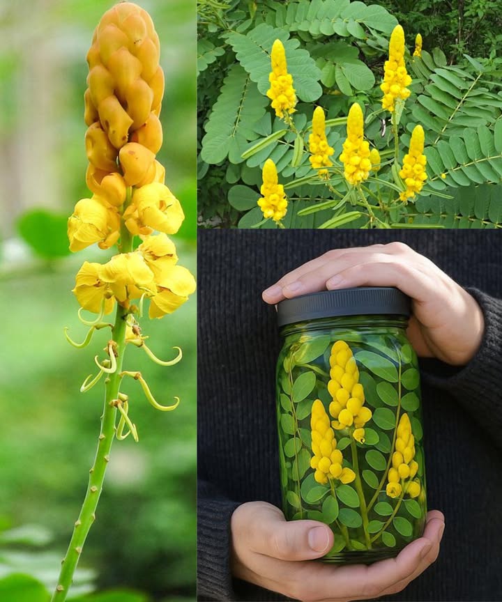 Senna Alata Arbusto de las velas: el tesoro herbal con poder curativo total Conocida como senón o arbusto de la tiña, la Senna alata es una joya tropical famosa por sus flores amarillas brillantes y sus extraordinarias propiedades medicinales. Rica en compuestos antifúngicos, antibacterianos y antiinflamatorios, esta planta ha sido utilizada durante siglos para cuidar la piel, depurar el cuerpo y aliviar numerosas dolencias de forma natural. 30 beneficios naturales de la Senna Alata: Combate infecciones por hongos tiña, pie de atleta, uñas. Calma eccemas, erupciones y alergias cutáneas. Reduce acné y brotes bacterianos. Favorece la cicatrización de heridas y quemaduras. Alivia el dolor articular y la inflamación. Desintoxica el hígado y mejora la digestión. Actúa como laxante suave y purificador natural. Reduce el dolor menstrual y regula el ciclo. Alivia hemorroides y molestias intestinales. Fortalece el sistema inmunitario. Elimina caspa y estimula el crecimiento del cabello. Refresca el cuero cabelludo y previene infecciones. Purifica la sangre y mejora la circulación. Combate bacterias y microbios dañinos. Alivia picaduras de insectos y quemaduras solares. Promueve una piel limpia, suave y luminosa. Ayuda contra parásitos intestinales. Actúa como antipirético natural reduce fiebre. Calma la tos y favorece la salud respiratoria. Equilibra y revitaliza el organismo. Usos caseros sencillos: Pasta de hojas frescas: tritura hojas limpias y aplícalas sobre la piel afectada tiña, acné, erupciones; deja actuar 1520 min y enjuaga. Baño herbal: hierve un puñado de hojas en 2 L de agua; usa el líquido tibio para calmar picazón o eccema. Té detox: hierve 56 hojas en 2 tazas de agua por 10 min; bebe taza al día durante 35 días. Enjuague capilar: hierve hojas en 1 L de agua; usa tras el champú para reducir la caspa. Lavado antiséptico: hierve 1015 hojas en 1 L de agua; deja enfriar y limpia heridas o quemaduras. Compresa para articulaciones: aplica hojas calientes sobre la zona dolorida 1520 min. Ungüento herbal: mezcla polvo de hojas secas con aceite de coco o manteca de karité; úsalo en hongos, picaduras o irritaciones. Precauciones: Realiza una prueba de parche antes de aplicarla en grandes áreas. Evita su consumo prolongado: úsala solo por períodos cortos de desintoxicación. No se recomienda durante embarazo o lactancia. Consulta siempre a un profesional si padeces alguna condición médica. Resultado: una planta vibrante y poderosa que cura, limpia y fortalece de manera natural. La Senna alata es un imprescindible en todo jardín de salud y bienestar.