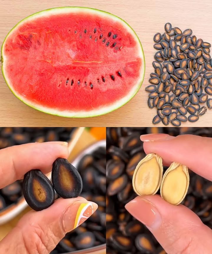 Semillas de sandía: pequeñas pero poderosas  
No las deseches, están repletas de nutrientes que benefician a tu cuerpo entero.  

 20 beneficios destacados:  

– Salud renal: purificación natural de los riñones  
– Diurético natural: ayuda en la eliminación de toxinas  
– Mejora la digestión y disminuye la hinchazón  
– Proporciona energía duradera gracias a sus proteínas y grasas saludables  
– Rico en magnesio: fortalece músculos, corazón y sistema nervioso  
– Piel radiante: antioxidantes que protegen y limpian  
– Corazón saludable: grasas buenas y magnesio  
– Ayuda a regular el azúcar en sangre  
– Promueve el crecimiento del cabello  
– Contiene zinc para fortalecer la inmunidad y la curación  
– Reduce inflamaciones y dolores  
– Mejora la fertilidad masculina  
– Contribuye al control del peso  
– Fortalece los huesos  
– Beneficia la función cerebral y mejora la claridad mental  
– Rico en aminoácidos  
– Ayuda a mantener una presión arterial estable  
– Estimula un metabolismo activo  
– Reduce el colesterol LDL malo  
– Promueve la salud hepática  

籠 Formas de disfrutar las semillas de sandía:  

1. Té de semillas hervidas   
   – 12 cucharadas de semillas secas   
   – 23 tazas de agua   
   Hervir durante 1015 minutos, colar y beber. Idealmente, consume 1 taza al día en días cálidos.  

2. Semillas tostadas   
   – Enjuagar y secar las semillas   
   – Hornear a 160 C durante 1015 minutos   
   Snack crujiente y nutritivo. Opcional: agregar sal, aceite de oliva o especias.  

3. Polvo de semillas para batidos o avena   
   – Secar completamente y moler finamente   
   – Añadir 1 cucharadita a batidos, yogur o avena   
   Mezclar con miel para un impulso energético rápido.  

4. Aceite de semillas de sandía   
   – Infusión: dejar las semillas secas en aceite de oliva o coco durante 710 días   
   Hidratación para piel y labios; masajear el cuero cabelludo para un cabello saludable.  

5. Potenciador de batidos   
   Triturar las semillas o usar el polvo; añadir a batidos, jugos o leches vegetales para obtener nutrientes adicionales y sensación de saciedad.  

 Pequeñas semillas, grandes beneficios. Perfectas para mantener energía, hidratación y frescura durante el verano.  

 Precaución: Si tienes problemas renales o estás bajo medicación, consulta a tu médico antes de incorporarlas a tu dieta regularmente.