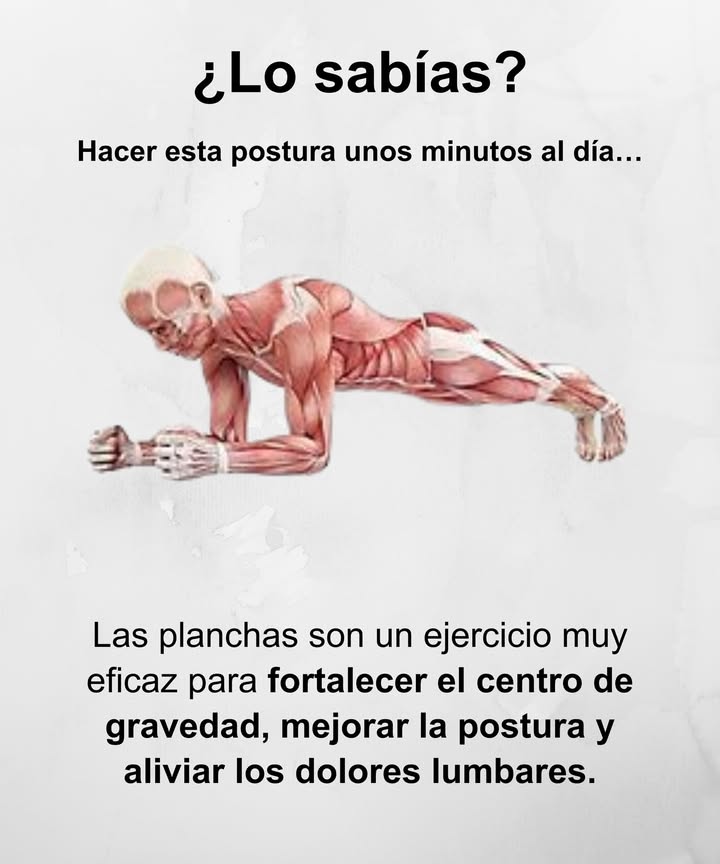 Fortalece tu centro y mejora tu postura 

 Dedica unos minutos al día a esta postura.
 Fortalece el centro de gravedad y estabiliza el cuerpo.
 Mejora la postura y el equilibrio natural.
 Alivia los dolores lumbares y previene lesiones.
 Activa abdomen, espalda, glúteos y hombros.

 Un ejercicio sencillo, sin equipo, con grandes beneficios.