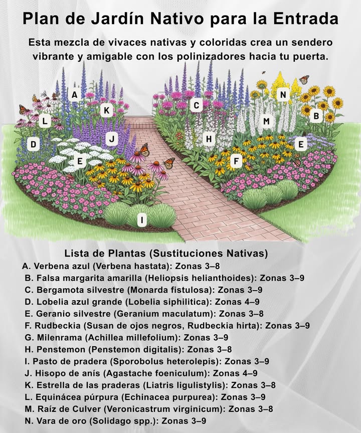 Crea un sendero vibrante y amigable con los polinizadores con estas perennes nativas 
Juntas, estas plantas forman un borde colorido, de bajo mantenimiento y lleno de vida que apoya a los polinizadores durante toda la temporada.

#PlantasNativas #JardínDePolinizadores