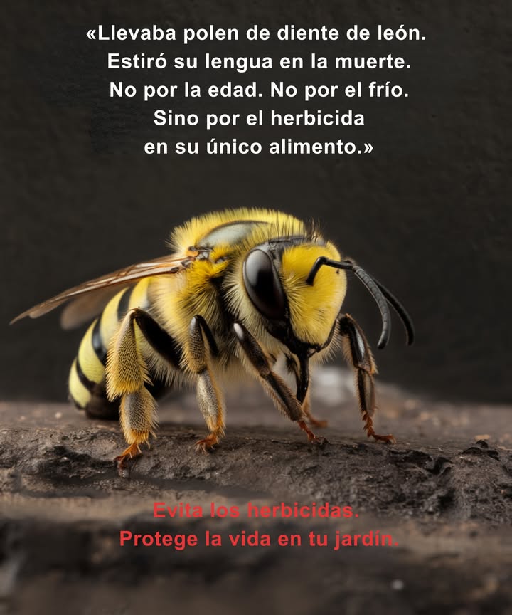 Una sola mala hierba para nosotros es un banquete para ellos.
Cuando las flores silvestres desaparecen, también lo hacen las alas que llevan la vida de flor en flor.

Deja que los dientes de león crezcan.
Las abejas estaban aquí primero  y sin ellas, nada más puede sobrevivir por mucho tiempo.