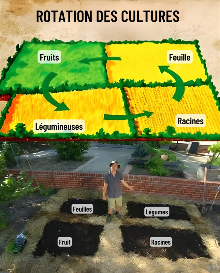 Rotation des cultures : le secret des potagers sains et productifs 

Changer les cultures à chaque saison améliore la santé du sol, réduit les parasites et stimule la production.
Chaque plante puise et restitue des nutriments différents : cultiver toujours la même espèce appauvrit la terre, tandis que la rotation la régénère naturellement. 

 Après les légumineuses haricots, lentilles  semer des feuilles vertes épinards, bettes.
 Après les racines carottes, betteraves  planter des légumes-fruits tomates, poivrons.
 Après les légumes-fruits  revenir aux légumineuses pour restaurer lazote du sol. 

 Inspirée par la nature, cette méthode maintient un sol fertile, des récoltes abondantes et un potager durable au fil des saisons. 凌

#PotagerBio #RotationDesCultures #AgricultureSaїne