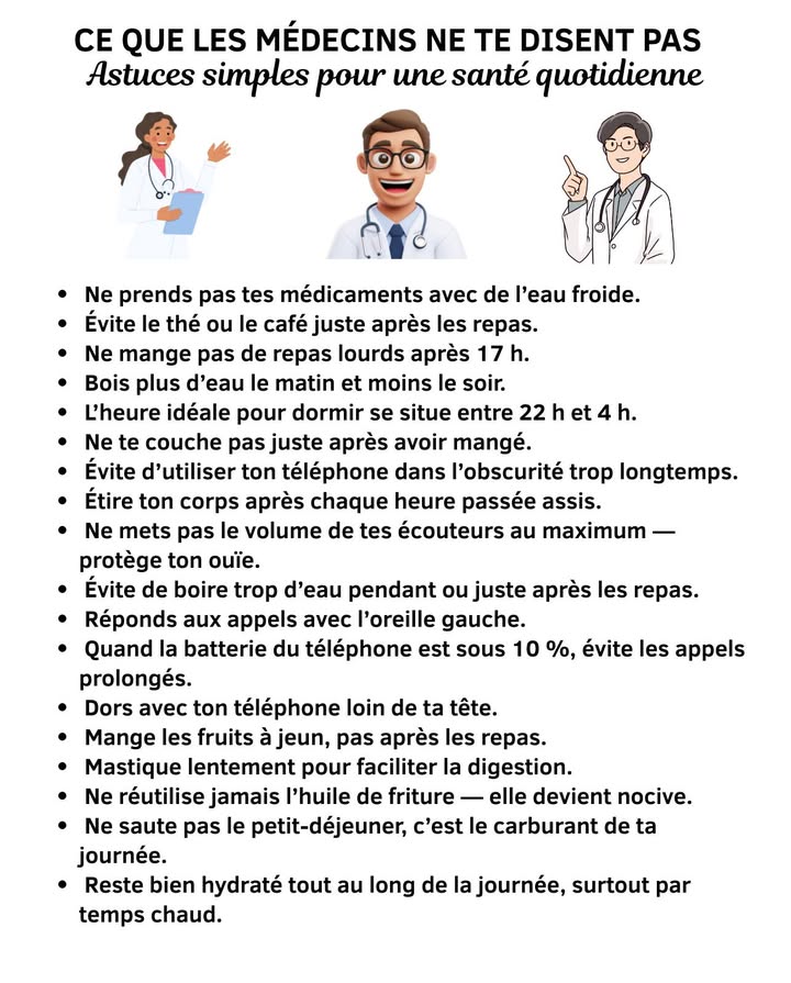 Ce que les médecins ne te disent pas  Astuces simples pour une santé quotidienne
 De simples gestes quotidiens peuvent transformer ta santé.
#SantéQuotidienne #ConseilsDeSanté #FruitsÀJeun