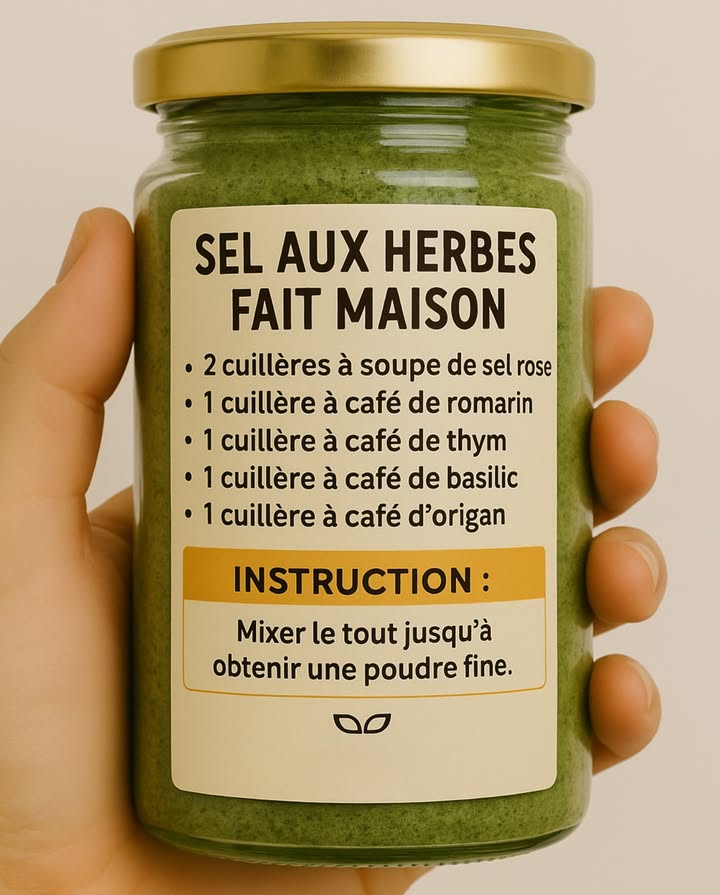 Un sel aux herbes pour apporter plus de goût avec moins de sodium.
Un mélange aromatique qui permet de cuisiner de façon plus saine tout en intensifiant les saveurs naturelles. 

Idéal sur les légumes rôtis, les viandes, les œufs ou le riz, il diffuse un parfum frais et subtil dans chaque plat.

La préparation se réalise directement dans un bocal, simple à conserver et toujours prête à utiliser.

Une touche culinaire naturelle qui enrichit le quotidien avec saveur et légèreté.