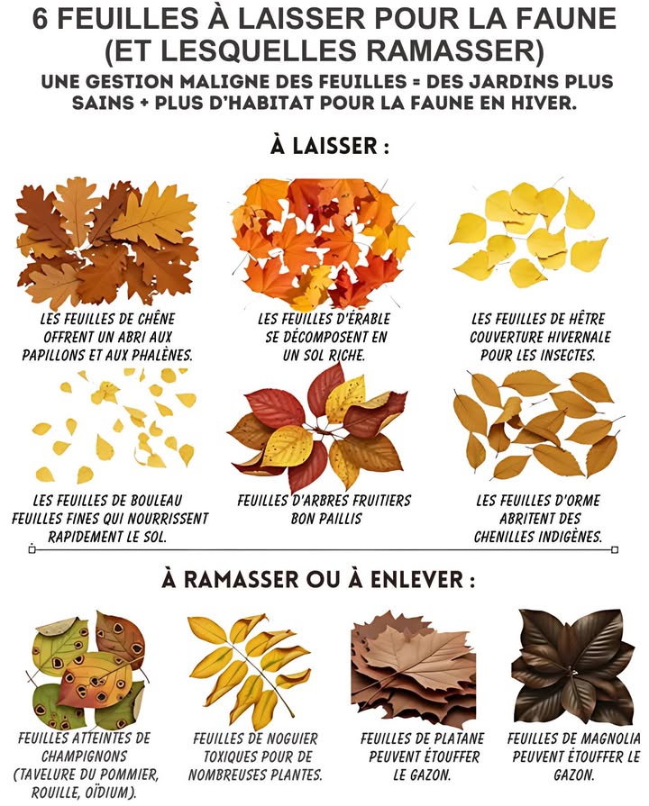 Toutes les feuilles tombées ne se valent pas : certaines protègent les pollinisateurs et enrichissent le sol, tandis que dautres peuvent étouffer la pelouse.