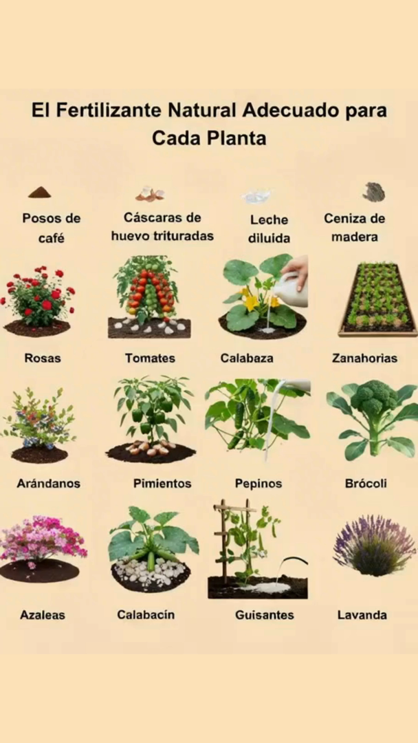Convierte los restos de cocina en un potente alimento para tus plantas. Los posos de café enriquecen las plantas amantes de la acidez como rosas y arándanos Las cáscaras de huevo fortalecen tomates y pimientos con calcio La leche diluida refuerza la inmunidad de calabazas, guisantes y pepinos La ceniza de madera nutre zanahorias, brócoli y lavanda con potasio La combinación adecuada marca la diferencia: alimenta con sabiduría, cultiva con belleza. De la tierra a la flor, la naturaleza sabe lo que hace.