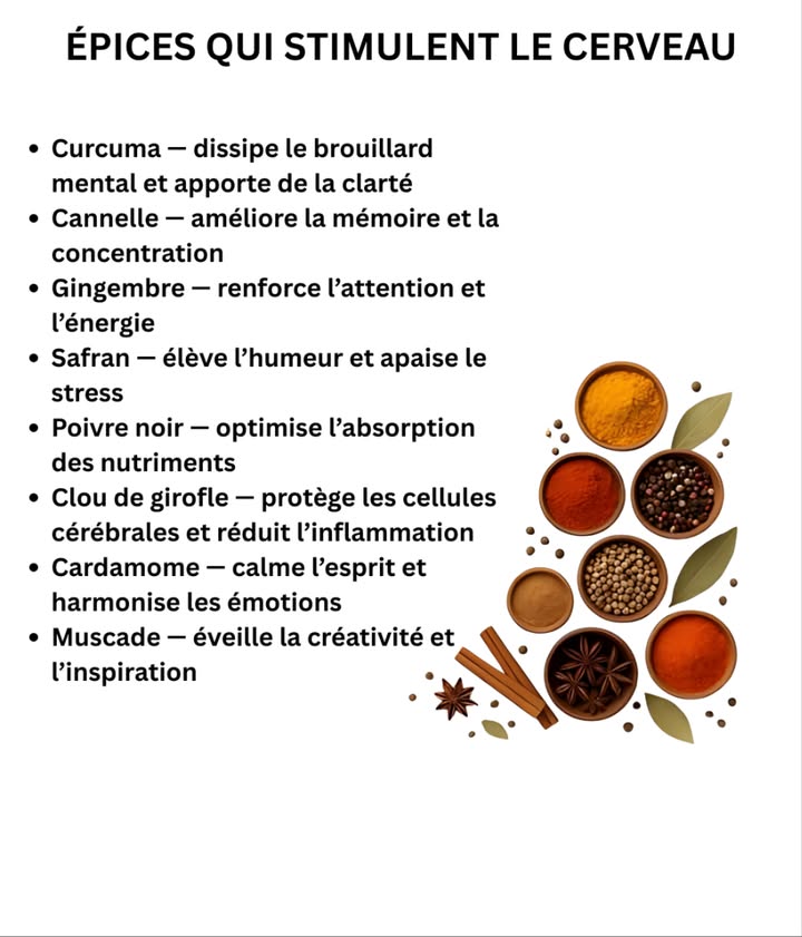 易 Épices qui stimulent le cerveau
 Une touche dépices naturelles pour nourrir lesprit, lénergie et le bien-être.