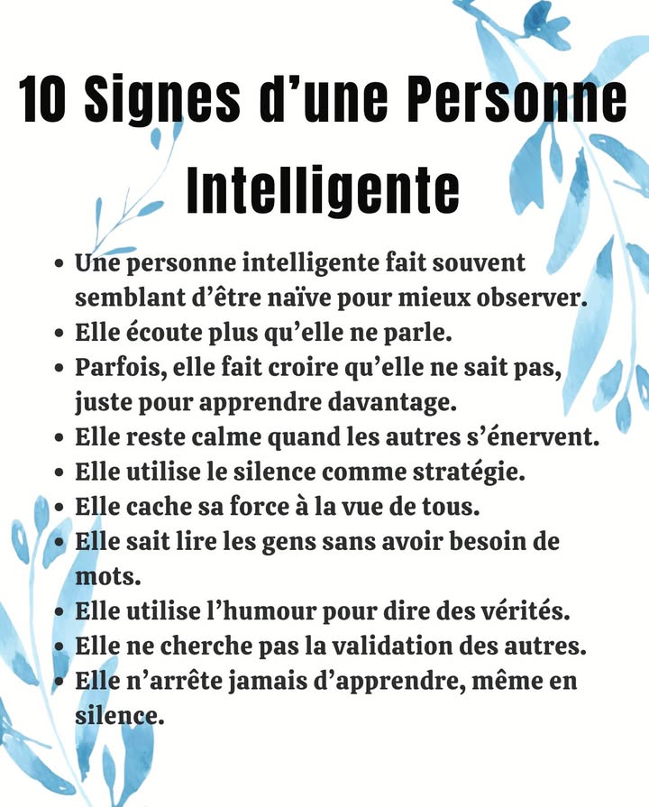 10 Signes dune Personne Intelligente