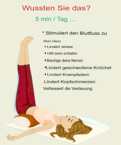 Gönnen Sie Ihren Beinen eine kleine Auszeit! 

Manchmal reichen schon wenige Minuten am Tag, in denen Sie Ihre Beine hochlegen, um Ihrem Körper etwas Gutes zu tun. Entdecken Sie, wie Sie dadurch Ihr Wohlbefinden spürbar steigern können.

例 Ihre Vorteile auf einen Blick:

 Sie unterstützen den venösen Rückfluss und fördern so die Gesundheit Ihres Herzens.  
 Sie helfen Ihnen, besser zu entspannen und nachts erholsam zu schlafen.  
 Sie lösen Verspannungen und bauen effektiv Stress ab.  
禮 Schwellungen an den Knöcheln werden sichtbar reduziert.  
 Das Gefühl schwerer Beine und erste Anzeichen von Krampfadern mildern sich.  
 Einige Arten von Kopfschmerzen können gelindert werden.

Nehmen Sie sich diese kleine Auszeit  Ihr Körper wird es Ihnen danken und Sie spüren die Entspannung tief in sich.