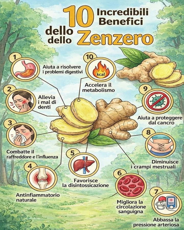 Zenzero: benessere naturale quotidiano 
Lo zenzero è una radice preziosa, utilizzata da secoli nella tradizione alimentare per sostenere lequilibrio dellorganismo. Inserito con regolarità e buon senso nella dieta, accompagna diverse funzioni del corpo in modo naturale.
 Supporto digestivo
Tradizionalmente apprezzato per favorire una digestione più fluida e ridurre la sensazione di pesantezza dopo i pasti.
醴 Sollievo e comfort orale
Grazie alle sue caratteristiche aromatiche, contribuisce a una sensazione di sollievo e freschezza.
蠟 Benessere stagionale
Utilizzato nei periodi freddi, è noto per sostenere lorganismo durante i cambi di stagione.
 Azione lenitiva naturale
Associato a un effetto calmante che accompagna il naturale equilibrio dellorganismo.
 Sostegno ai processi di depurazione
Inserito in uno stile di vita equilibrato, contribuisce al benessere generale.
 Circolazione e vitalità
Tradizionalmente collegato al supporto della circolazione e alla sensazione di energia.
 Equilibrio della pressione
Allinterno di unalimentazione sana, è spesso associato al mantenimento dellequilibrio corporeo.
 Comfort femminile
Utilizzato per favorire una sensazione di benessere nei momenti di maggiore sensibilità.
 Difese naturali
Contiene composti antiossidanti che aiutano a proteggere le cellule dallo stress ossidativo.
 Metabolismo attivo
Contribuisce a sostenere il metabolismo, accompagnando uno stile di vita dinamico.
Lo zenzero rappresenta un ingrediente versatile e prezioso, capace di unire gusto e tradizione, offrendo un supporto naturale al benessere quotidiano se inserito in unalimentazione varia ed equilibrata.