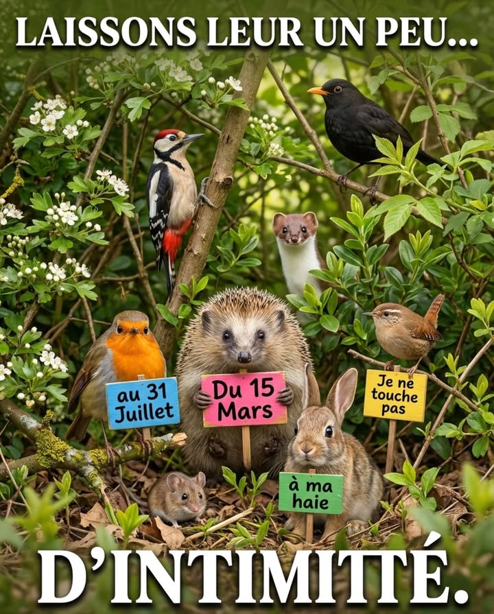 Du 15 mars au 31 juillet, la haie est une maternité. Chaque branche abrite un nid, chaque fourche porte une couvée et chaque épaisseur de feuillage protège des poussins qui ne savent pas encore voler. Sortir le taille-haie pendant cette fenêtre, cest entrer dans une salle daccouchement avec une tronçonneuse.

En France, lOffice français de la biodiversité recommande de ne pas tailler les haies du 15 mars au 31 juillet  la période de nidification de la quasi-totalité des oiseaux nicheurs. Plusieurs arrêtés préfectoraux rendent cette interdiction obligatoire pour les agriculteurs dans le cadre de la PAC. Pour les particuliers, la destruction dun nid occupé despèce protégée constitue un délit article L411-1 du Code de lenvironnement  et toutes les espèces doiseaux sauvages en France métropolitaine sont protégées. Le taille-haie de mars ne distingue pas entre une branche vide et une branche qui porte une famille.

QUI VIT DANS VOTRE HAIE EN CE MOMENT :

Le merle noir Turdus merula  premier nicheur de la haie, construit un nid solide en forme de coupe dès fin février dans les fourches basses des aubépines et des troènes. La femelle pond 4 à 5 œufs bleu-vert tachetés et couve pendant 13 jours. En mars, les premiers poussins sont déjà au nid  aveugles, nus, totalement dépendants. Le merle enchaîne jusquà trois couvées par saison  la haie est occupée de mars à juillet sans interruption.

Le troglodyte mignon Troglodytes troglodytes  le plus petit oiseau nicheur de la haie 9 grammes, construit un nid en boule de mousse et de feuilles encastré dans les ronces à la base de la haie. Le nid est fermé avec une ouverture latérale de 2 cm  parfaitement camouflé. Le mâle construit plusieurs nids et la femelle choisit celui qui lui convient. Jusquà 8 poussins dans un espace de la taille dune balle de tennis.

Le rouge-gorge familier Erithacus rubecula  niche dans les parties les plus denses et les plus basses de la haie, souvent à moins de 50 cm du sol. Son nid est une coupe de mousse tapissée de crins, enfoncée dans un recoin sombre. Les 5 œufs sont tachetés de roux  la femelle couve si discrètement quon peut passer devant le nid dix fois sans le voir.

La fauvette à tête noire Sylvia atricapilla  installe un nid léger et translucide dans les branches moyennes de la haie à 1 à 2 mètres de hauteur. Le nid est si fin quon voit les œufs à travers la paroi en contre-jour. Elle arrive de migration en avril et pond immédiatement  la haie taillée en avril est une haie qui perd sa fauvette pour la saison.

Le verdier dEurope Chloris chloris  niche en petites colonies lâches dans les haies denses de thuya ou de cyprès. La femelle construit un nid volumineux de mousse et de brins dherbe dans lépaisseur du feuillage persistant. Même une haie de thuya  biologiquement pauvre  peut abriter des verdiers. Tailler en avril détruit les nids que le feuillage persistant cachait parfaitement.

Laccenteur mouchet Prunella modularis  construit un nid de mousse tapissé de laine et de crins dans les branches basses des haies champêtres. Ses œufs sont dun bleu turquoise intense  les plus beaux œufs de la haie et les plus vulnérables. Laccenteur est si discret que la plupart des propriétaires de haie ne savent pas quil existe.

CE QUI SE PASSE QUAND LE TAILLE-HAIE PASSE :

Le bruit du moteur provoque la fuite des adultes  certains abandonnent le nid définitivement au premier passage. Les poussins qui ne volent pas encore restent dans le nid et sont broyés avec les branches ou tombent au sol dans les débris de taille. Les œufs non éclos sont éjectés avec les copeaux. Même si le nid survit au passage, le dérangement suffit souvent à provoquer labandon  les parents ne reviennent pas après un stress majeur, surtout en début de couvée. Les œufs refroidissent et les embryons meurent en quelques heures.

Le pire moment est mai-juin  quand la haie paraît le plus  désordonnée  avec sa croissance printanière et quand les propriétaires ressentent la pression de la rendre  propre . Cest exactement le pic de nidification. Les poussins de la première couvée sont au nid ou tout juste envolés. Les adultes couvent la deuxième ponte. La densité de nids est maximale. Le taille-haie de juin est le plus destructeur de tous.

COMMENT VÉRIFIER AVANT DE TAILLER :

Approcher la haie calmement et observer pendant cinq minutes à deux mètres de distance. Les allers-retours dadultes avec de la nourriture dans le bec sont le signe indiscutable dun nid actif  ne pas tailler. Écarter doucement les branches à hauteur des yeux et à hauteur du genou les nids sont à toutes les hauteurs. Un nid occupé se repère à la présence de fientes blanches sur les branches en dessous et à la chaleur de la coupe de nidification quand on approche la main sans toucher.

Si un seul nid est trouvé  reporter la taille entière au 1er août. Tailler la moitié de la haie en laissant la zone du nid intacte ne fonctionne pas  le dérangement sur la section taillée suffit à provoquer labandon du nid dans la section non taillée.

QUAND TAILLER :

La fenêtre idéale est février avant le 15 mars ou août-septembre après le 31 juillet. La taille de février est la plus recommandée  la haie est au repos, les nids de lannée précédente sont vides, les oiseaux nont pas encore commencé la prospection des sites. La repousse printanière referme les coupes avant la nidification.

Si la taille na pas été faite en février et que la haie semble trop envahissante en juin  attendre. Deux mois de patience séparent une haie un peu folle dune haie qui a détruit cinq nichées. La haie attendra. Les poussins, eux, ne peuvent pas attendre.

Du 15 mars au 31 juillet, le taille-haie reste au garage. Ce nest pas une préférence. Cest le prix dun quartier où les oiseaux chantent encore.

#TailleDeHaie #NidificationEnCours #15MarsAu31Juillet #OiseauxProtégés #BiodiversitéDuJardin