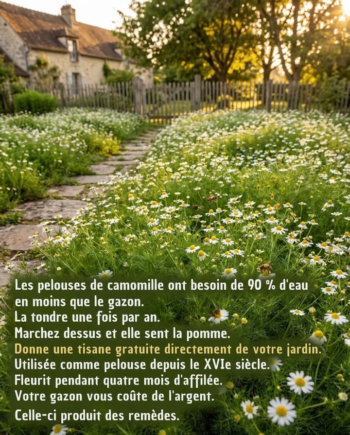 La tondre une fois par an.
Marchez dessus et elle sent la pomme.
Donne une tisane gratuite directement de votre jardin.
Utilisée comme pelouse depuis le XVIe siècle.
Fleurit pendant quatre mois daffilée.
Votre gazon vous coûte de largent.
Celle-ci produit des remèdes.