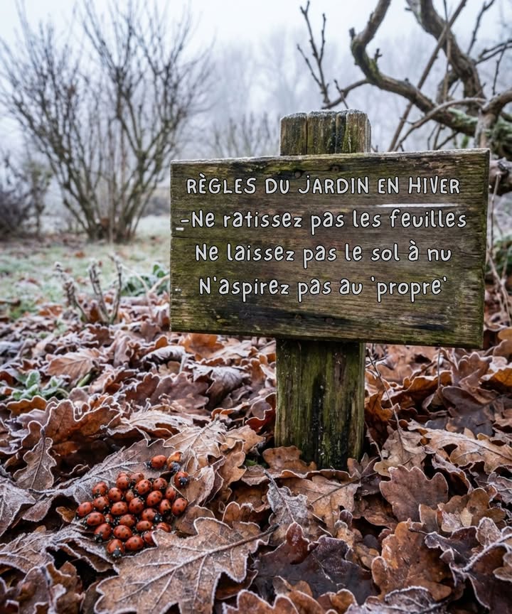 Pour protéger la nature cet hiver, suivez ces trois règles simples :

1. Ne ratissez pas les feuilles. Ce ne sont pas des déchets  ce sont des couvertures thermiques pour la faune.

2. Ne laissez pas le sol à nu. Sous les feuilles, la terre reste plus chaude et abrite les insectes en hivernage.

3. Naspirez pas au “propre”. Lordre nest pas inoffensif. Lobsession du jardin net tue la vie pendant le froid.

Cet hiver, honorez la beauté cachée du jardin en désordre. Il est chaud. Il est vivant.