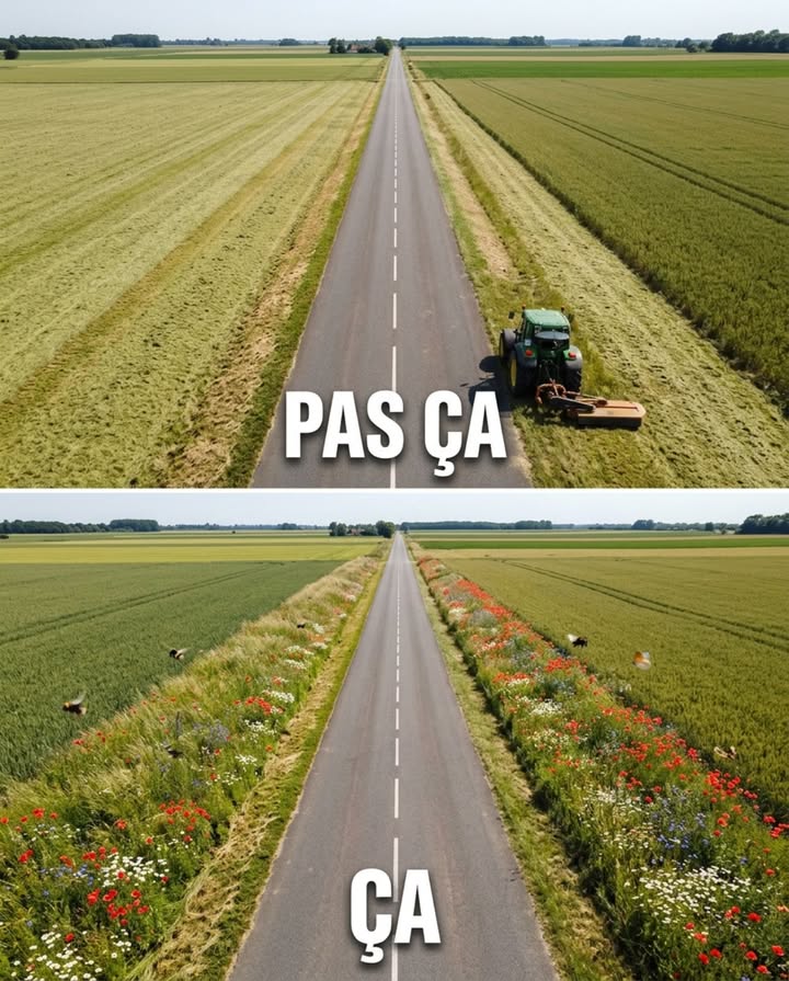 Le bord de route départementale, cest un désert de fauchage ras sans un seul couloir de vie. Pas une fleur, pas un insecte, pas un centimètre dhabitat  juste des milliers de kilomètres de bandes enherbées tondues quatre fois par an, transformées en tapis de gazon stérile entre le bitume et le champ voisin.

La France gère 1 million de kilomètres de voies routières. Les accotements représentent entre 400 000 et 600 000 hectares de bandes enherbées fauchées de façon systématique  une surface équivalente à la moitié de la Bretagne, tondue rase avant même la floraison des plantes sauvages.

Plusieurs départements français  Haute-Garonne, Ille-et-Vilaine, Manche, Bas-Rhin  ont adopté la fauche tardive différenciée : tonte dune seule bande de sécurité de 50 cm en bord de route, laissant la bande extérieure intacte de mai à septembre. Résultat mesuré sur les départements pilotes : multiplication par 4 à 6 du nombre despèces dinsectes pollinisateurs sur les accotements concernés en trois ans.

Le coût de la fauche tardive est inférieur à celui de la fauche systématique  moins de passages, moins de carburant, moins dusure du matériel. Elle coûte moins cher que ce quelle remplace  et elle produit ce que la tonte rase ne produira jamais.

Laccotement tondu ras, cest un corridor mort de 600 000 hectares qui ne produit rien et coûte des millions en passages annuels. Le même accotement en fauche tardive, cest le plus long corridor écologique de France  gratuit, continu, et en place dès la première saison.

#AccotementsFleuris #FaucheTardive #DésimperméabilisationUrbaine #ÎlotDeChaleur #VilleVivable