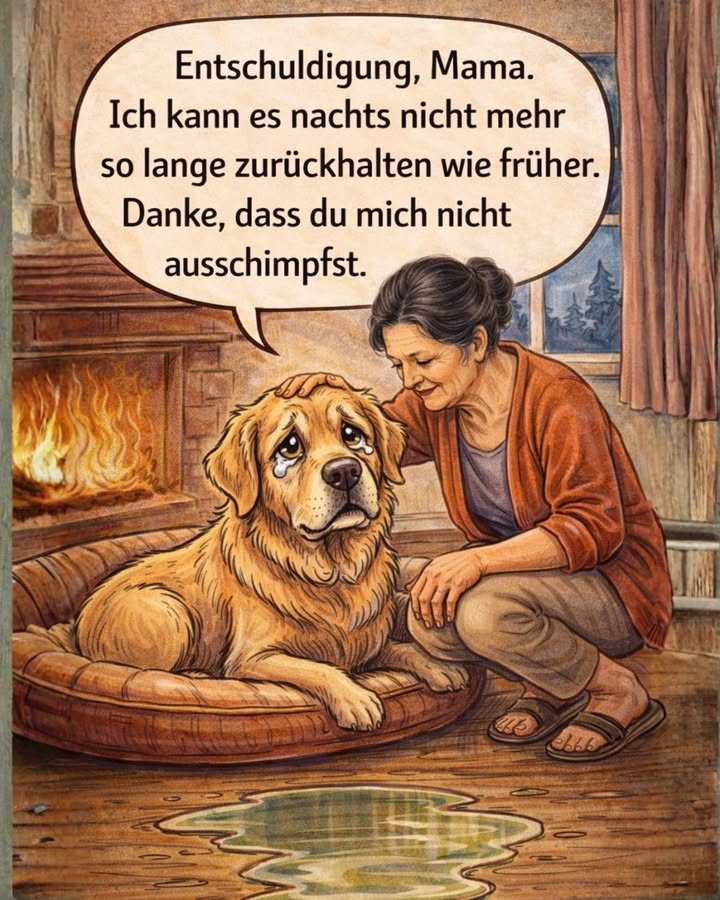 Manchmal sagt ein Blick mehr als tausend Worte

Ältere Hunde können sich nachts nicht mehr so gut zurückhalten wie früher.
Das ist keine Absicht, sondern ein Teil des Älterwerdens  genau wie bei uns Menschen 懶

Geduld, Verständnis und Liebe sind jetzt wichtiger denn je.
Denn dein Hund entschuldigt sich nicht aus Ungehorsam,
sondern weil er dich liebt 凉